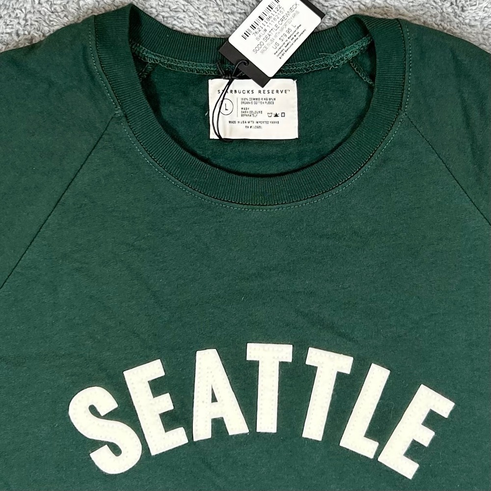 Starbucks Reserve Sodo Seattle Crewneck Sweatshirt Green Organic Cotton L NWT